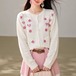 刺繍フラワークルーネックニットカーデ ・79463