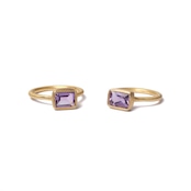 S925 SINGLE STONE MATT RING -AMETHYST-