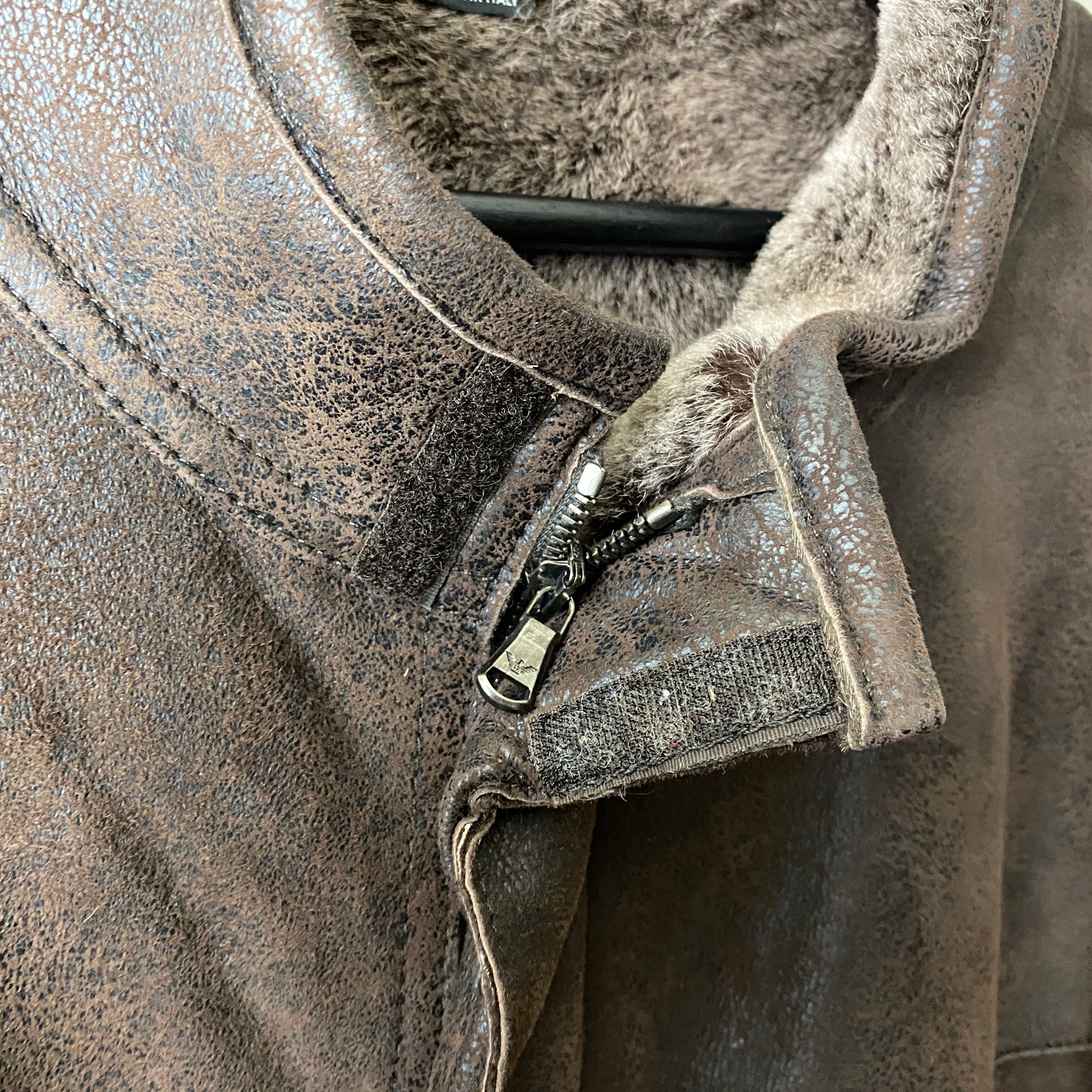 vintage EMPORIO ARMANI crack mouton coat | NOIR ONLINE