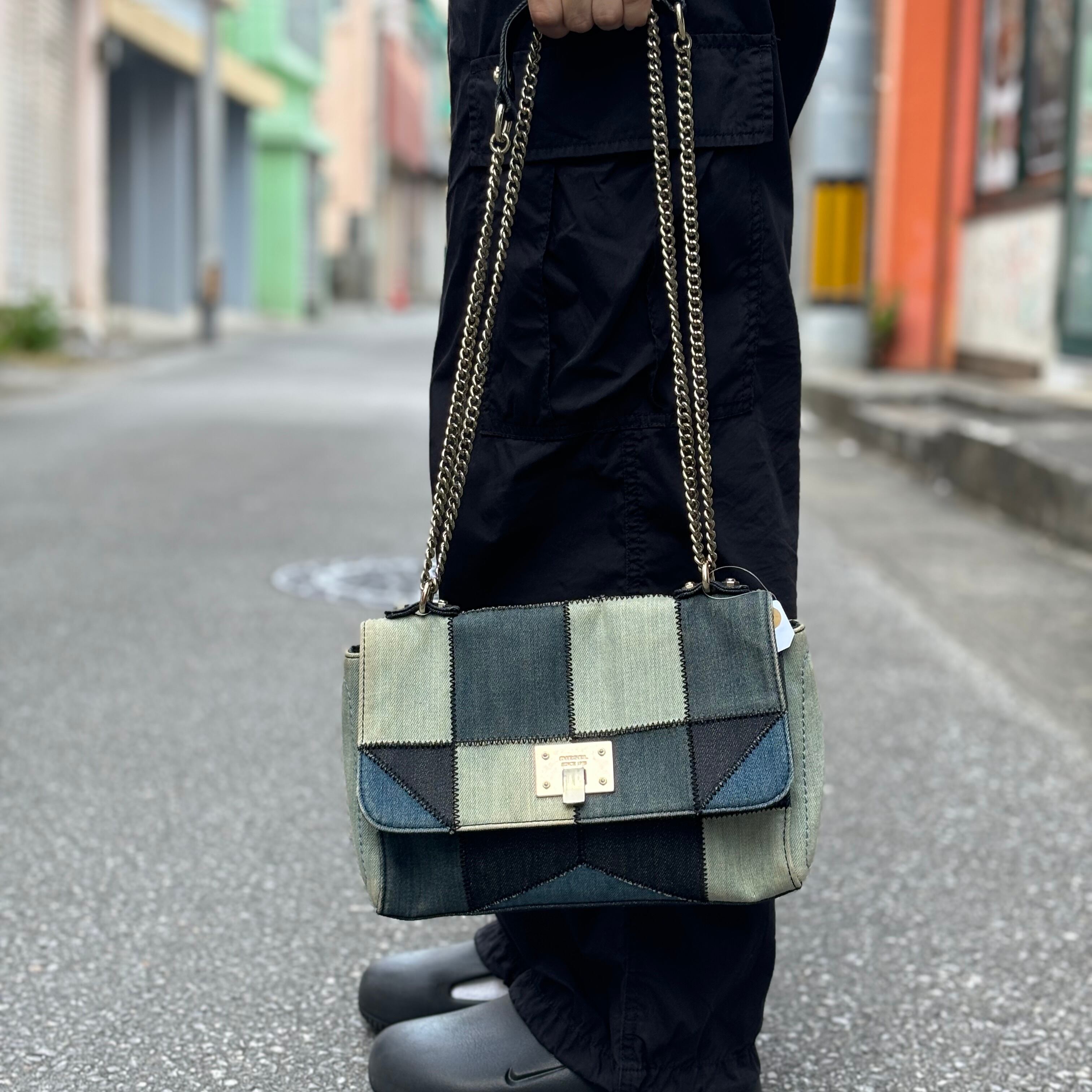 ディーゼル DIESEL 2way シルバーチェーン デニム ショルダーバッグ