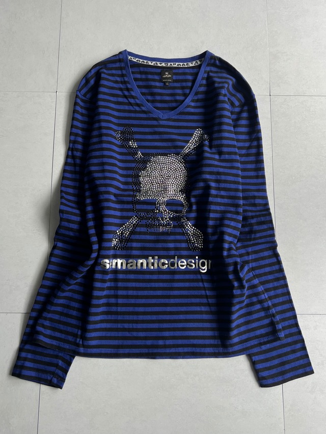 "semantic design" Rhinestone Skull Border Long Sleeve