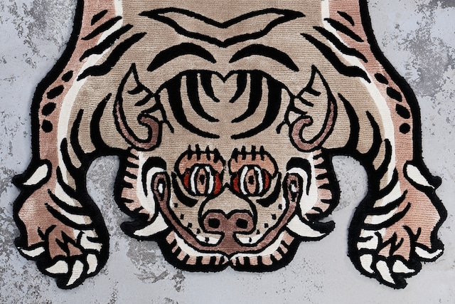 Tibetan Tiger Rug 《Sサイズ•シルク・オリジナル2・ナチュラルサンド380》チベタンタイガーラグ