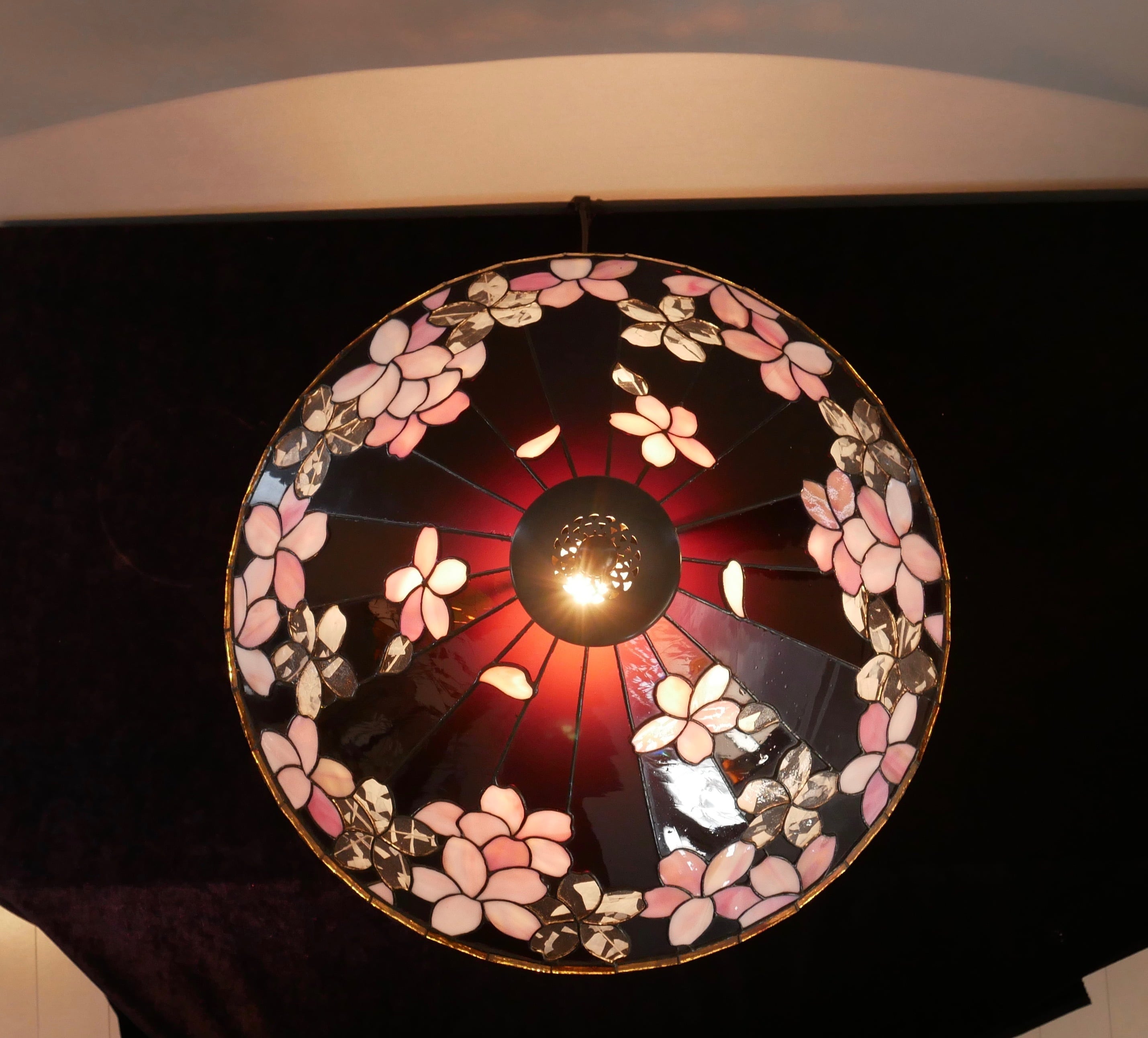 ステンドグラス】さくら 卓上 ランプ オリジナルデザイン 一点物 桜舞