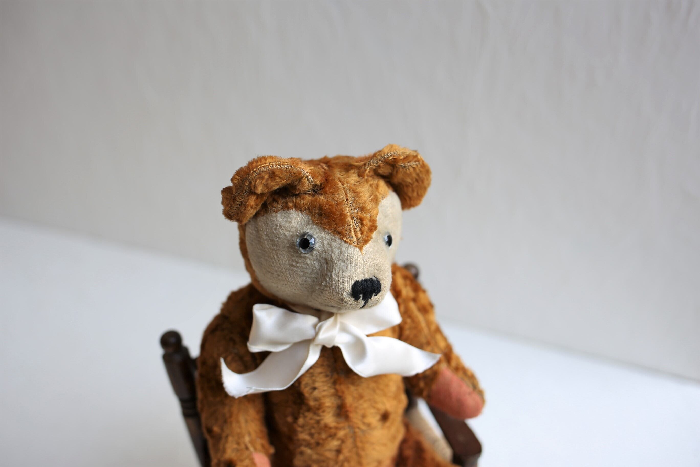 フランス アンティーク 顔がハート型のテディベア N-02995