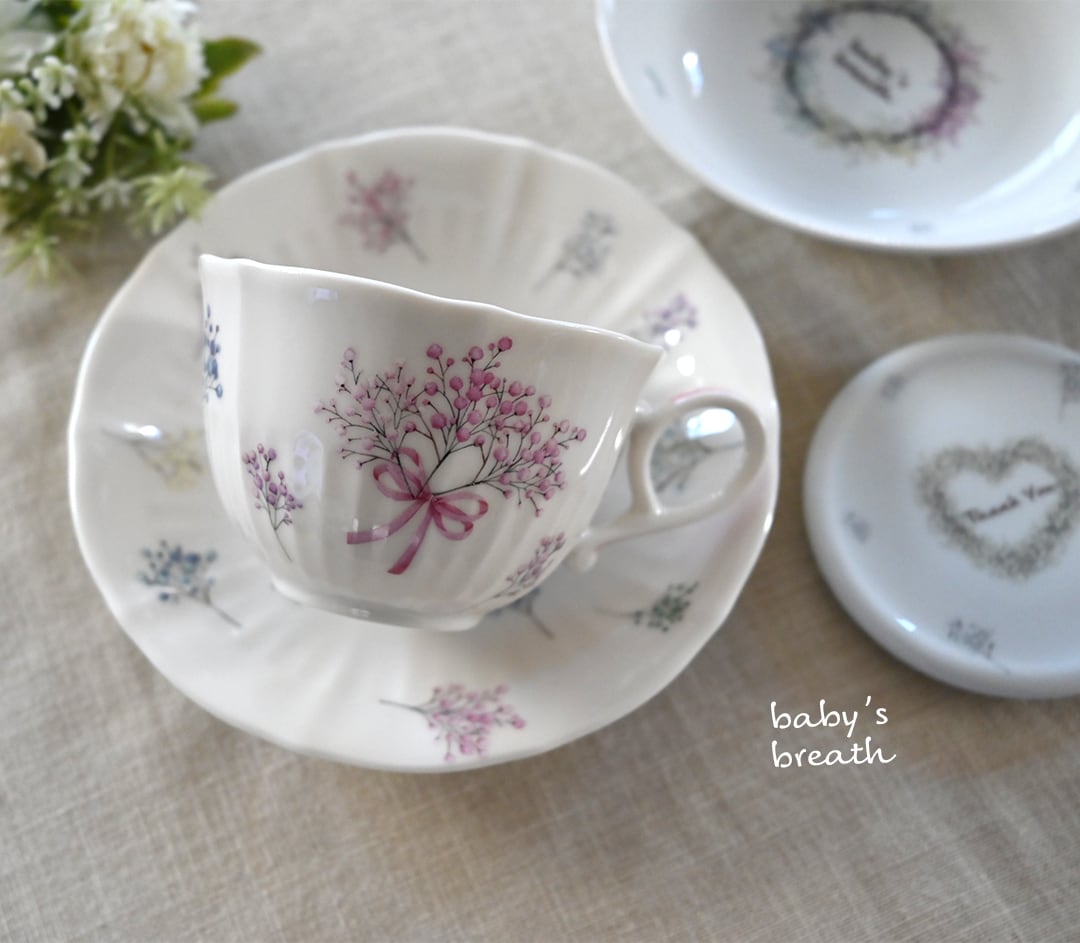 水彩Baby's breath かすみ草 A4サイズ （ポーセリンアート