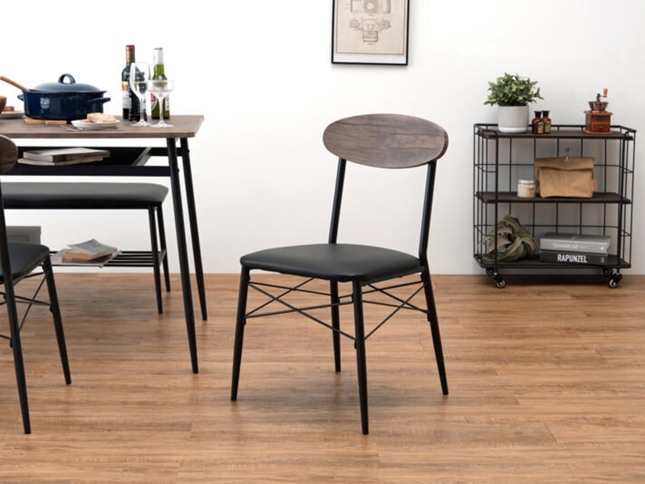 【7月下旬入荷予定】【60×60】カフェテーブル3点セット【角型】【ライトブラウン/ブラック】・画像7