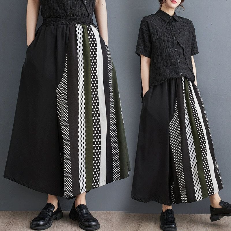 ASYMMETRIC A-LINE WIDE LEG PANTS 1color M-14118