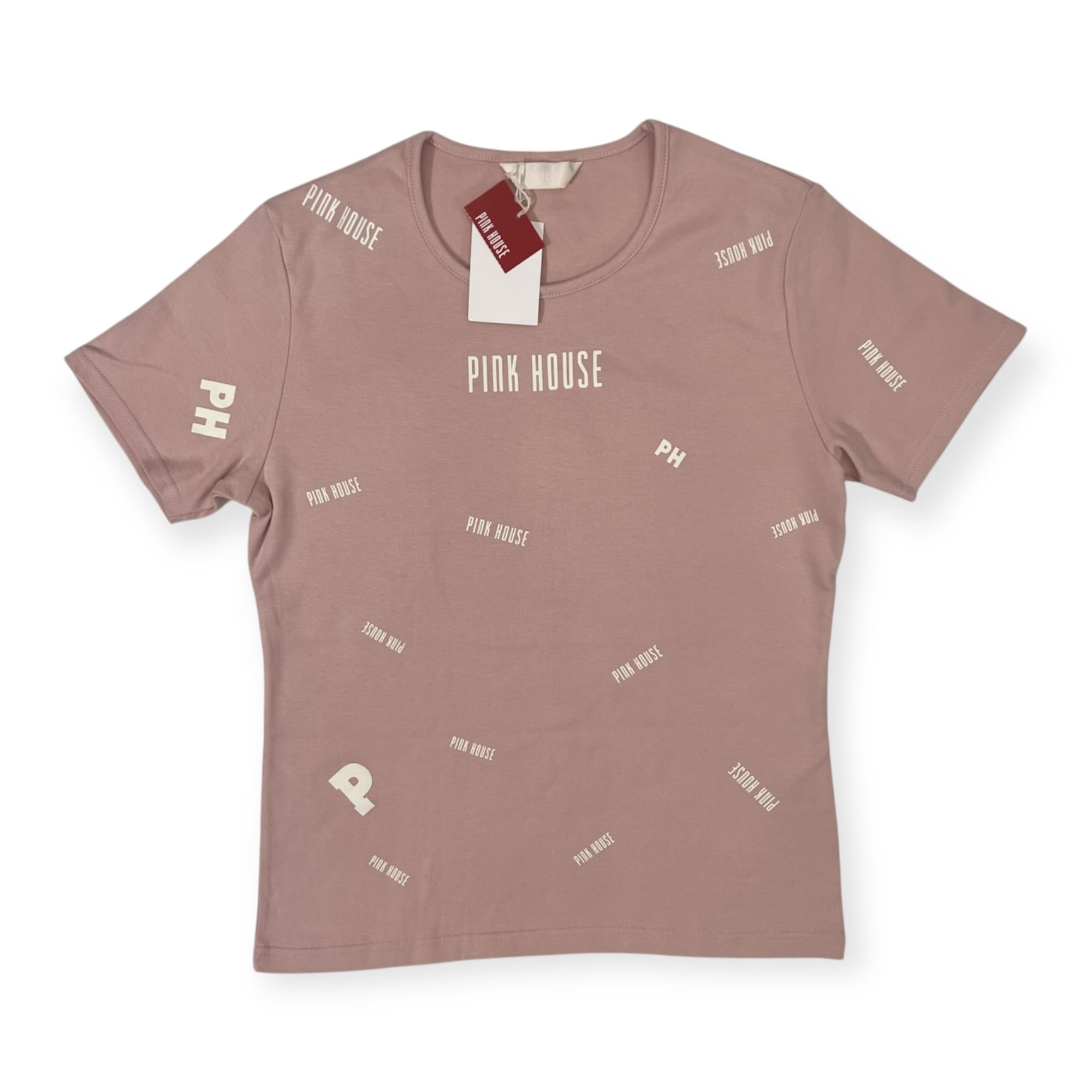 PINK HOUSE ピンクハウス タグ付き ロゴプリント 半袖Tシャツ L/ピンク  