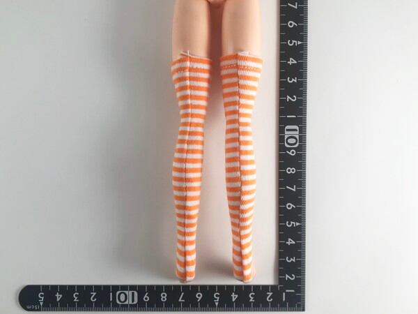 ドールアクセサリ 1/6 女性用 靴下 ストッキング 橙白縞 TKDG23G85-4 - 画像2