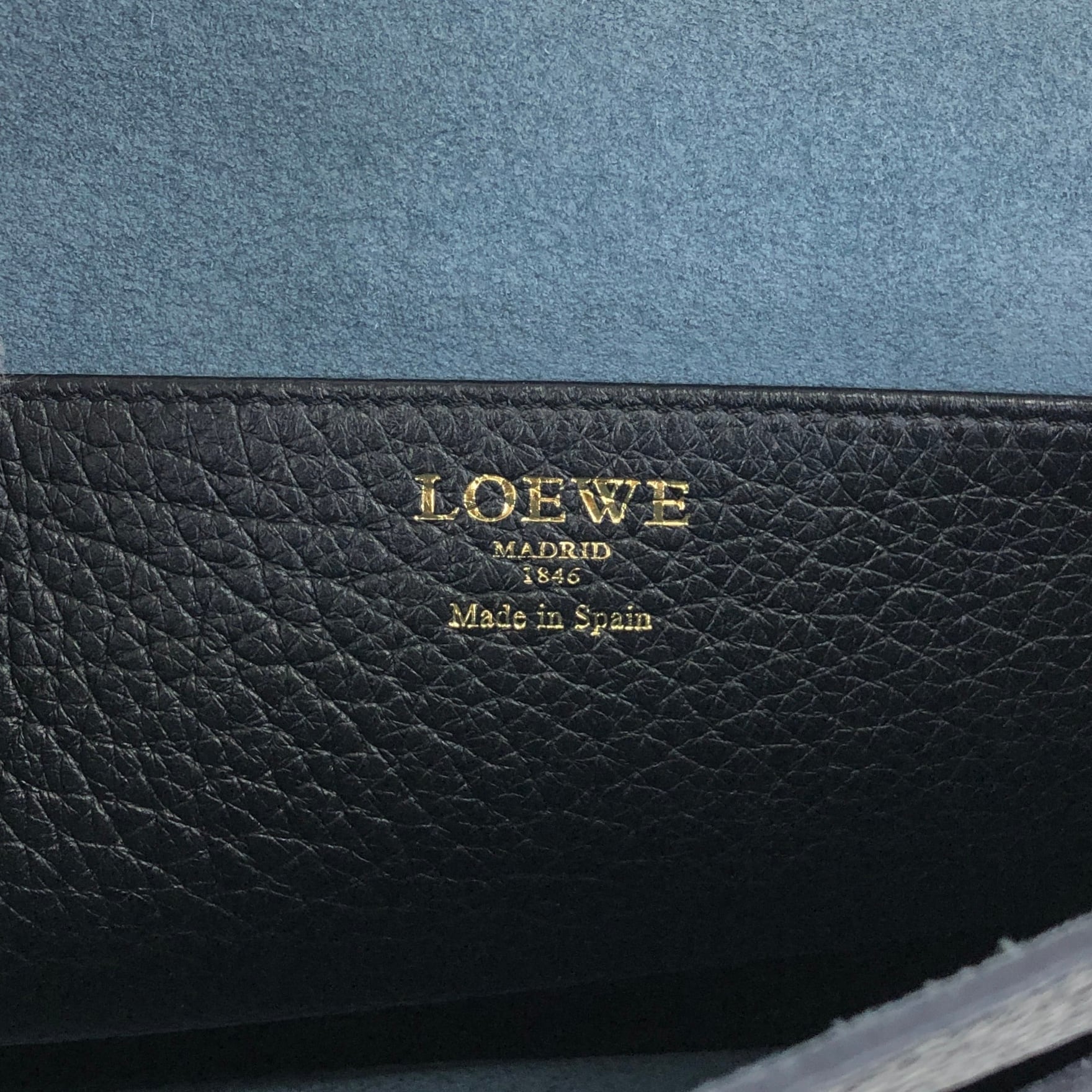 LOEWE ロエベ ショルダーバッグ ネイビー×ブラック アナグラム レザー