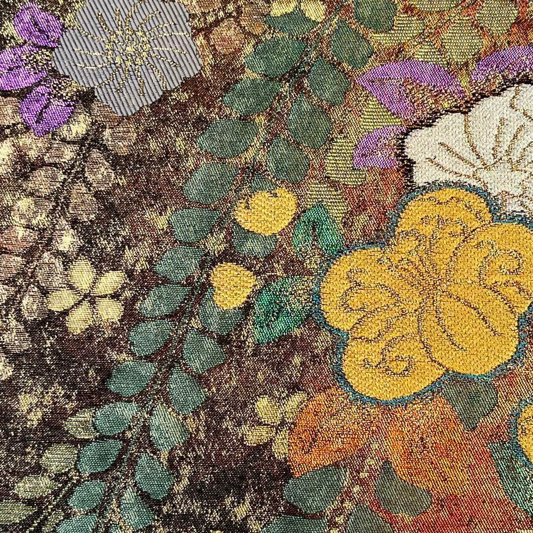 袋帯 煌びやかな辻が花の美しい織模様 金銀糸 振袖 O-4135