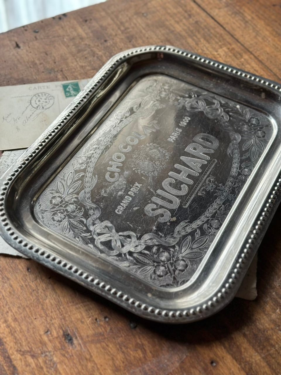 銀色トレイ CHOCOLA SUCHARD ショコラ・シュシャール | Brocante de La