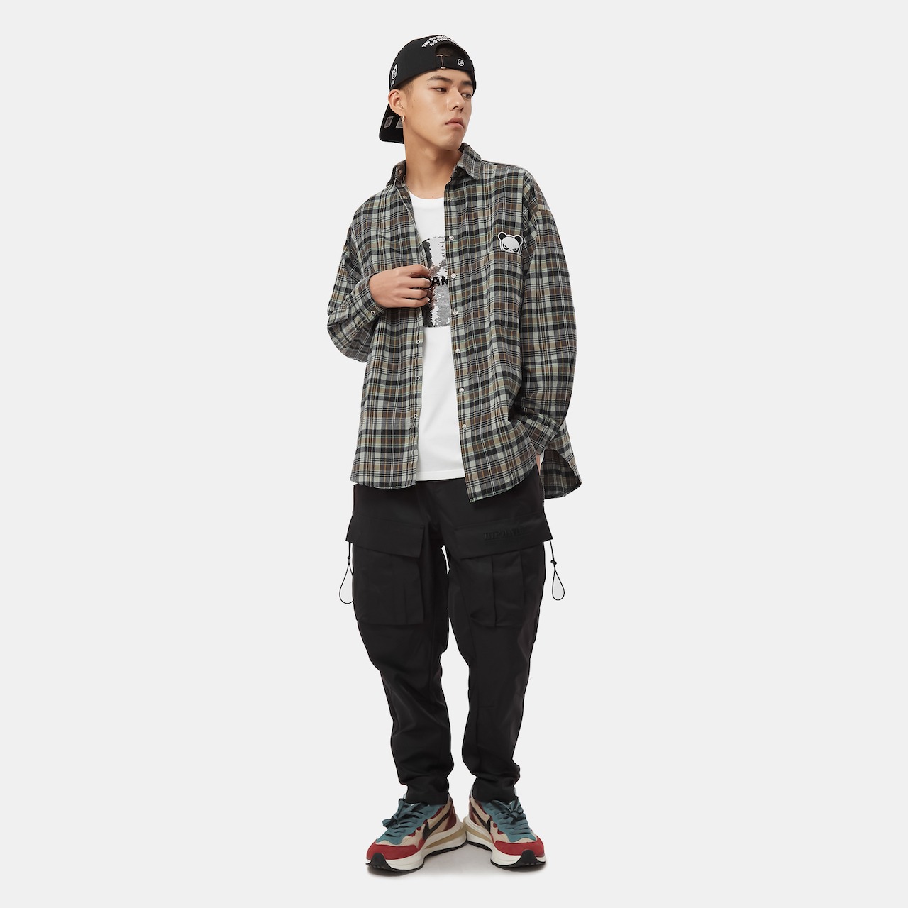 【HIPANDA ハイパンダ】男女兼用 シャツ UNISEX HIPANDA IN POCKET SHIRT / GREEN