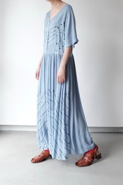 Misty blue embroidered maxi dress