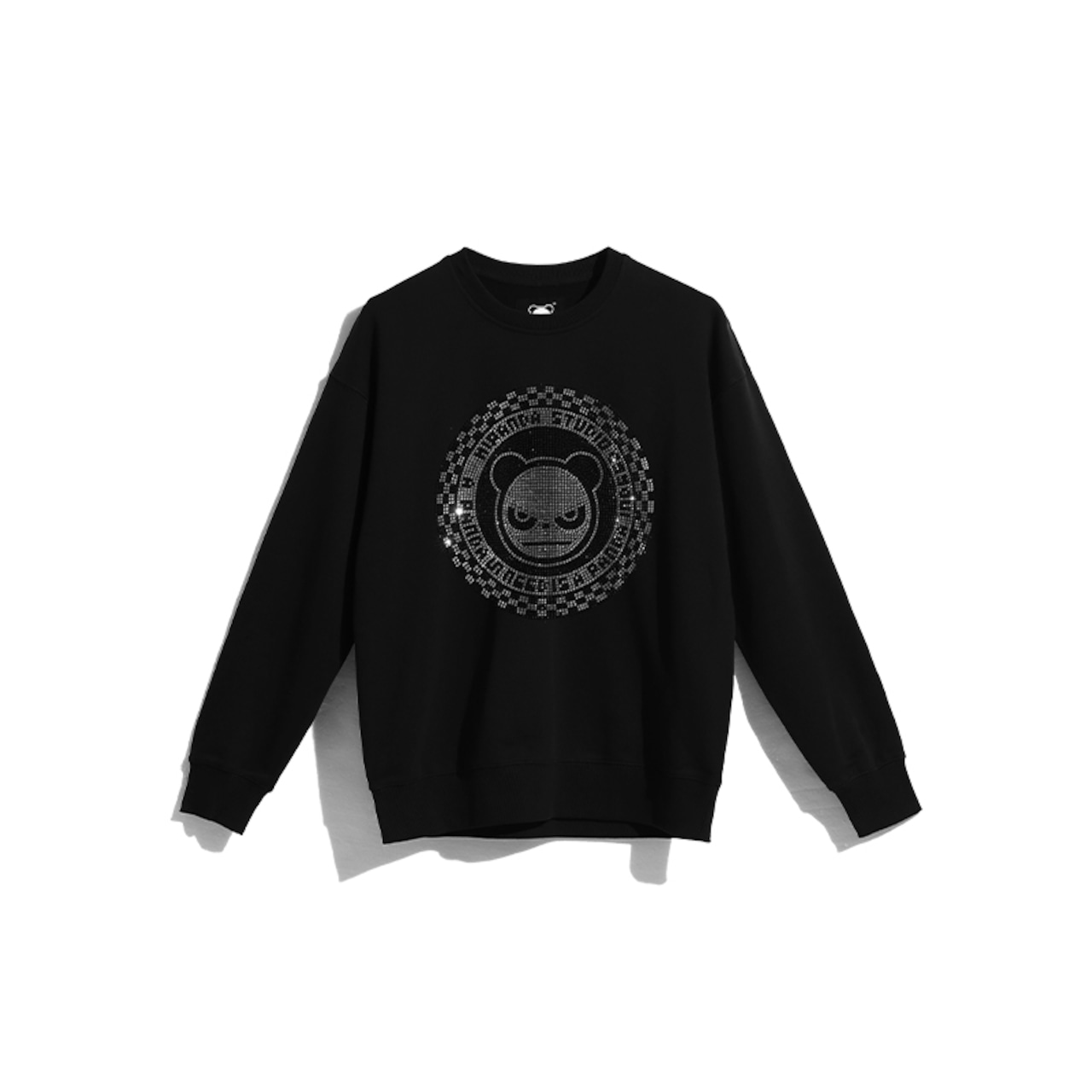 送料無料【HIPANDA ハイパンダ】男女兼用 クルーネック ラインストーン スウェット トレーナー UNISEX CREW NECK RHINESTONE SWEAT SHIRT / BLACK・WHITE