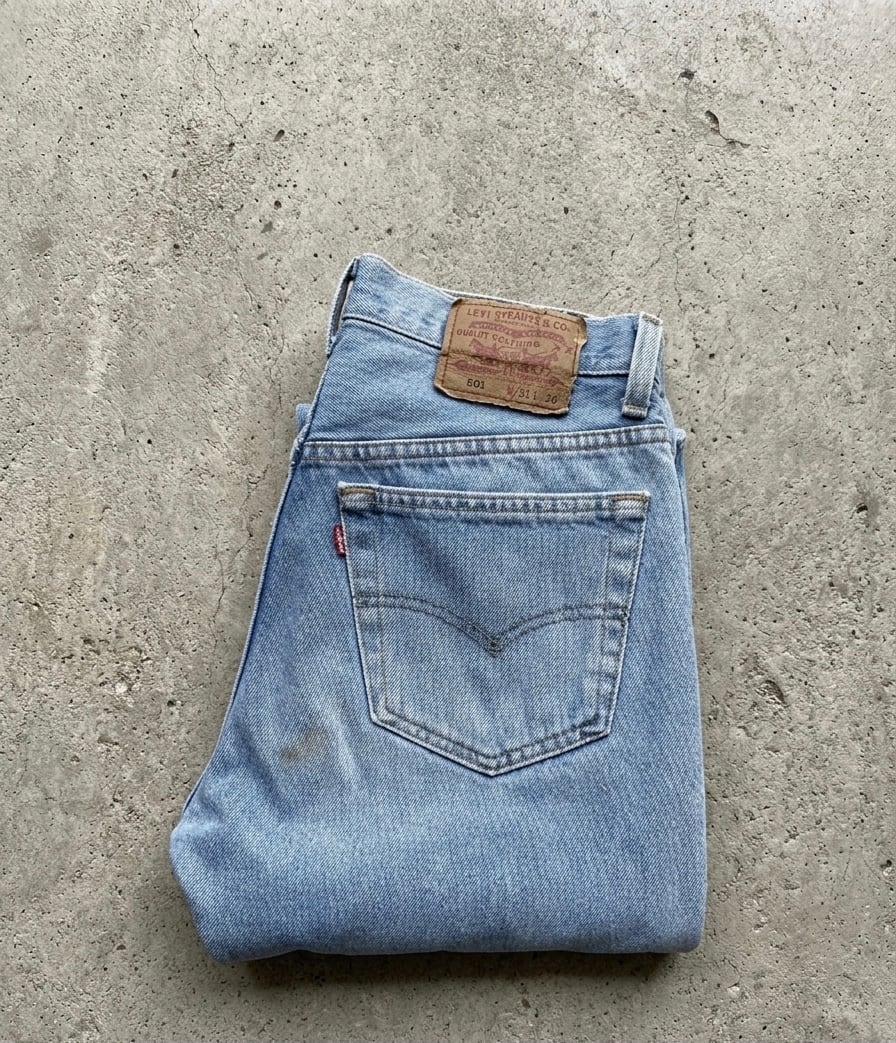 Levi's 501 USA製 W30 リーバイス ダメージ デニム ライトブルー 薄色