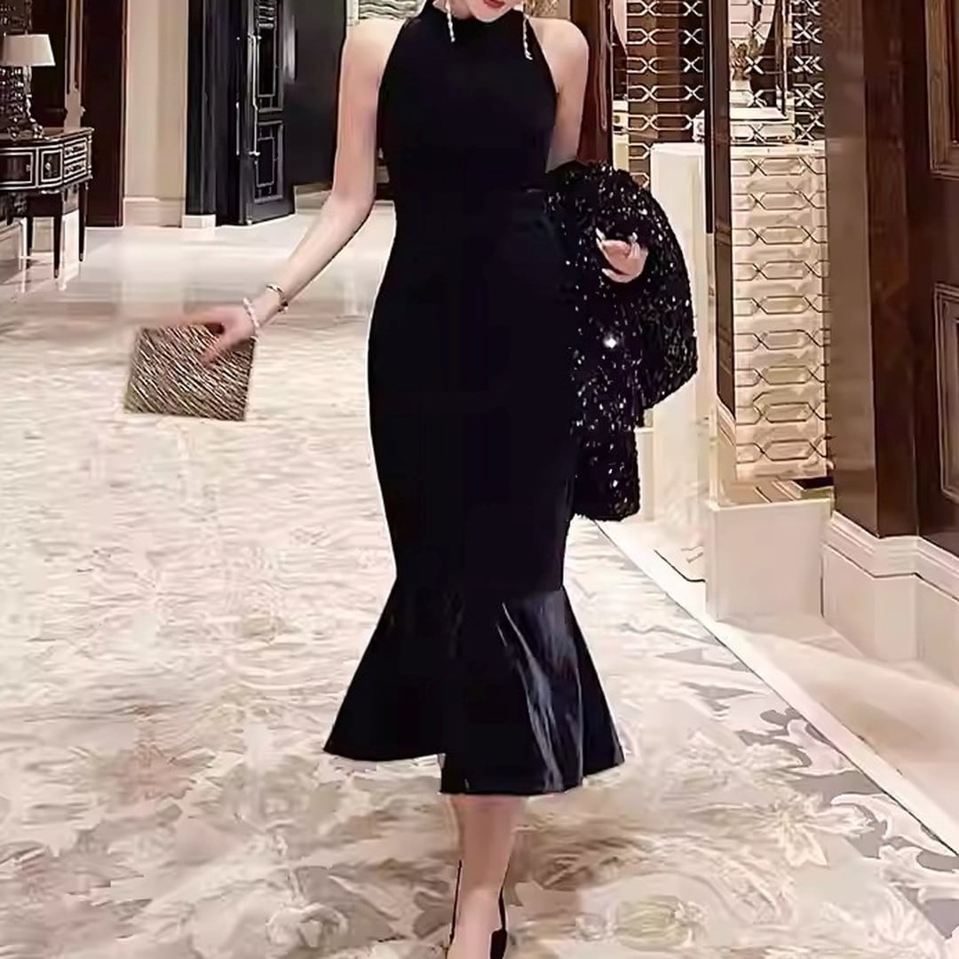 Sleeveless Mermaid Midi Dress V3213