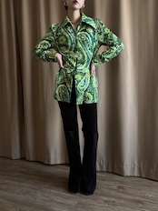 paisley pattern green rétro shirt-5137-1
