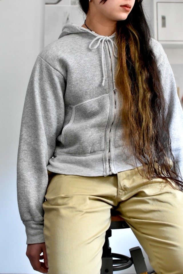 70's- "old" "zipup sweat parka" "gray" "under thermal"