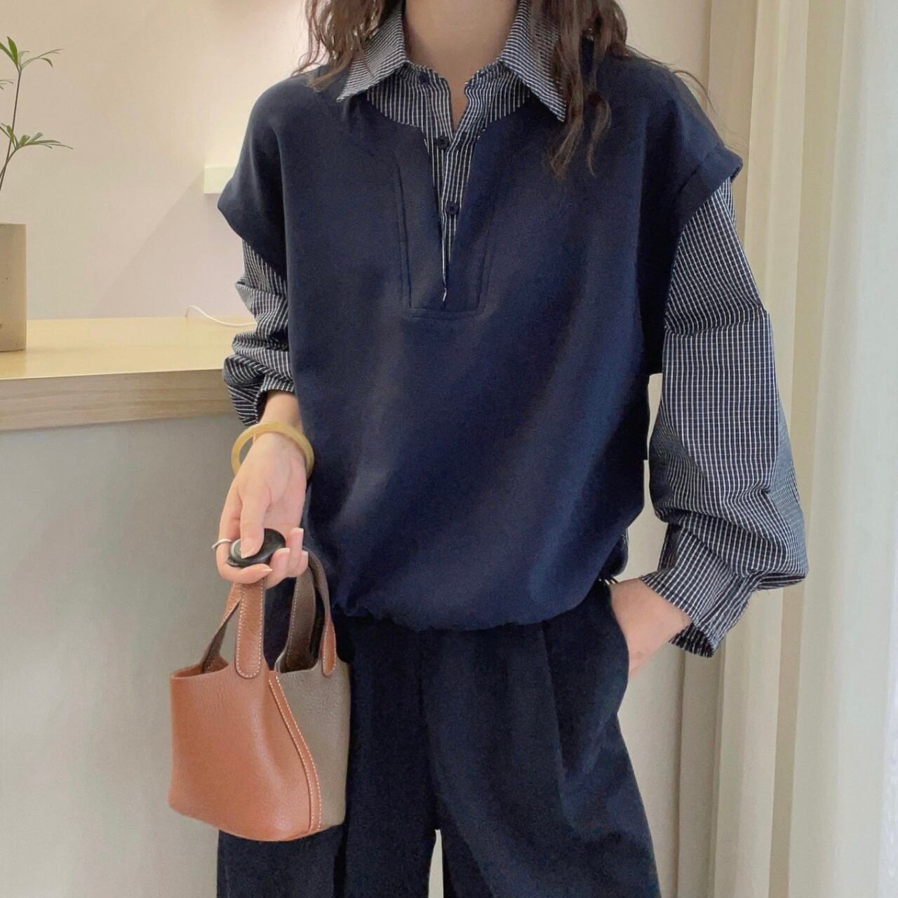 フェイクツーピース スウェットシャツ