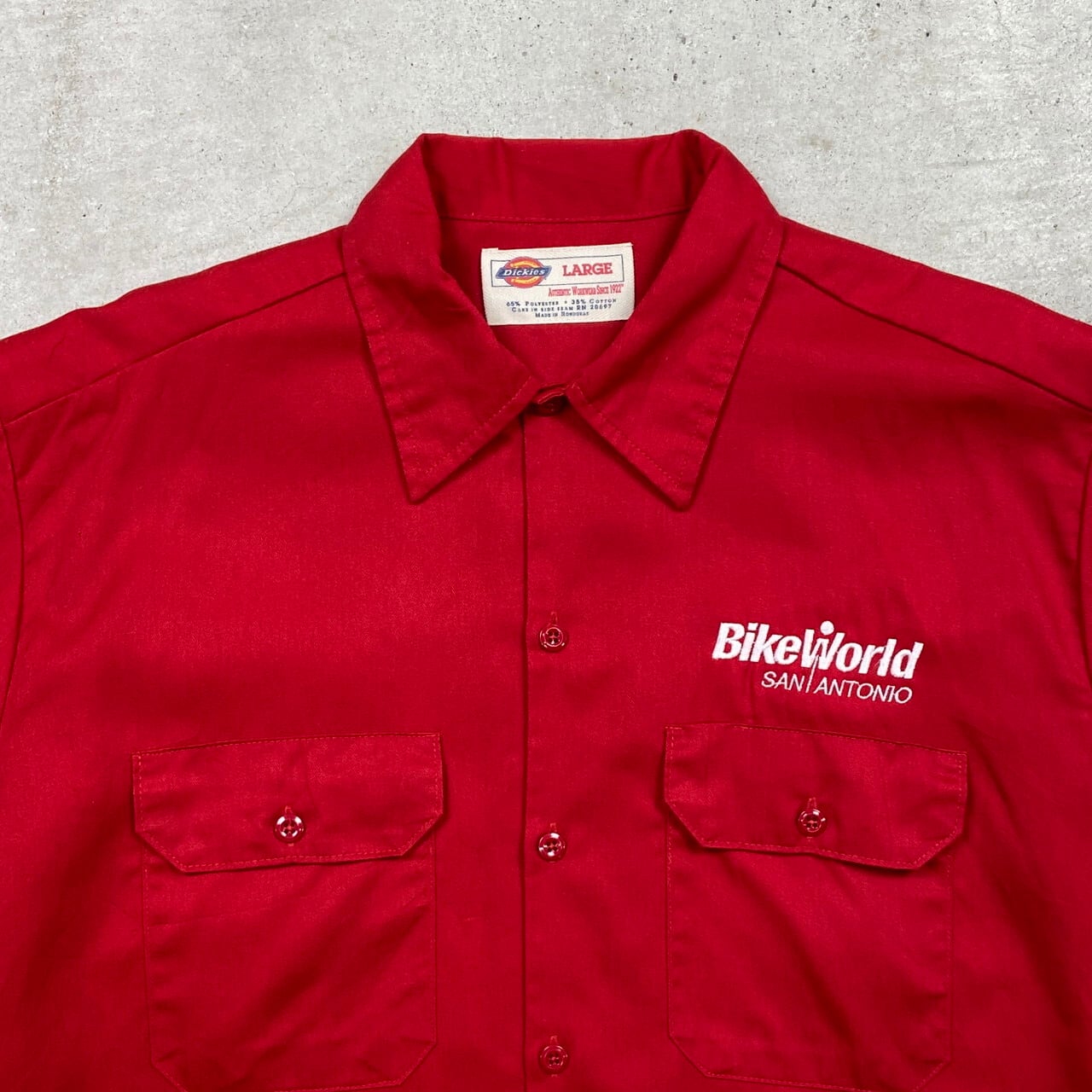 Dickies ディッキーズ 半袖 ワークシャツ 企業ロゴ刺繍 メンズL 相当