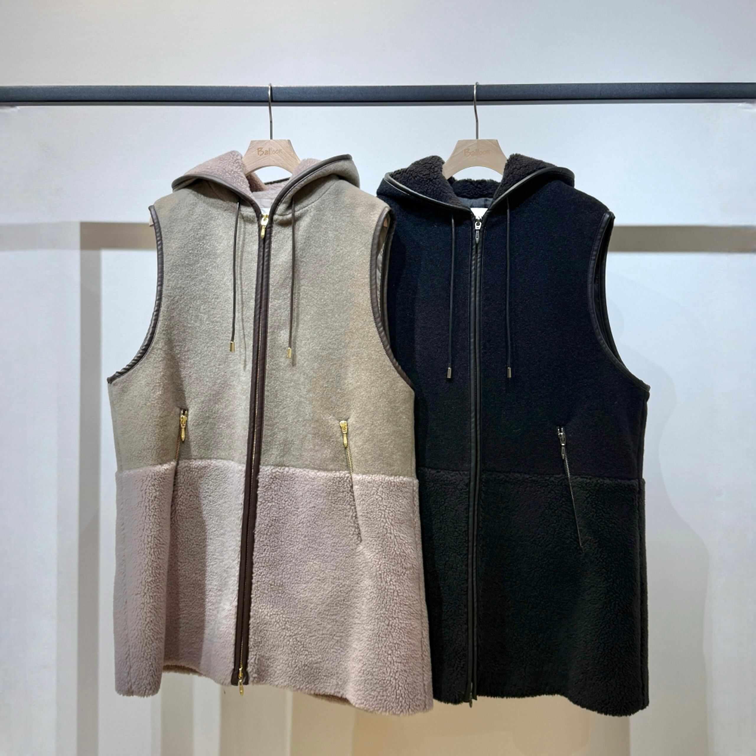 ウールブレンドボアベスト