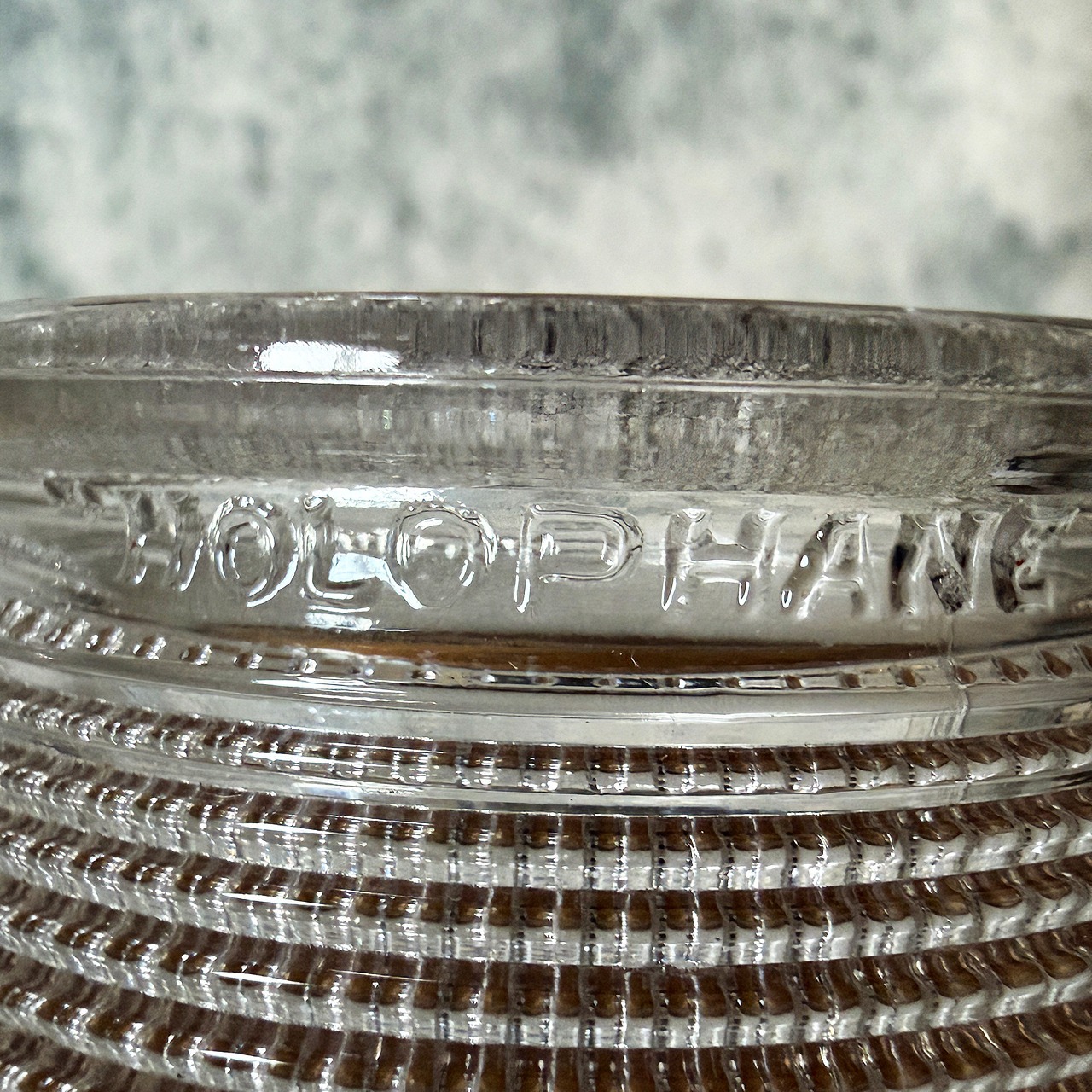Vintage Holophane Railroad Prismatic Grass Shade 8 inch ホロフェーン レールロード プリズマティック グラスシェード 刻印有り 中古
