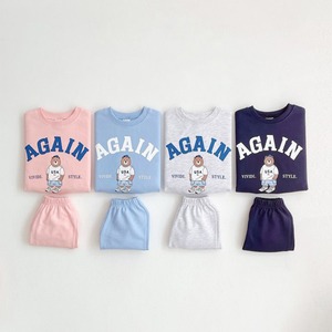 【BABY&KID】夏作AGAINベアプリントセットアップ4色展開