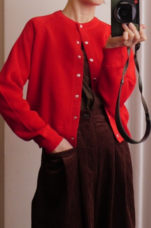 crew knit cardigan red