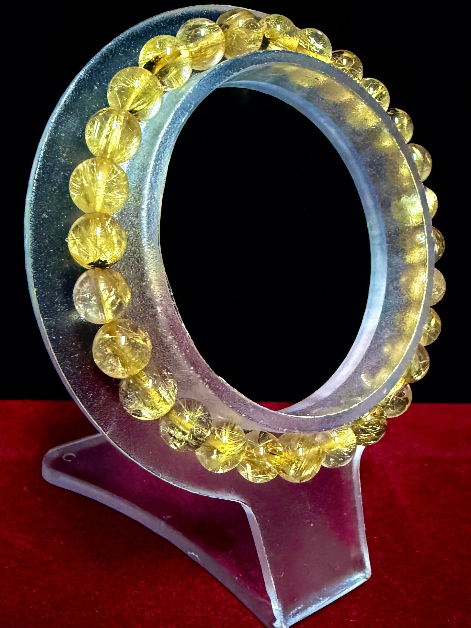2) 美品!「ゴールド・ルチル」ブレスレット6.5mm