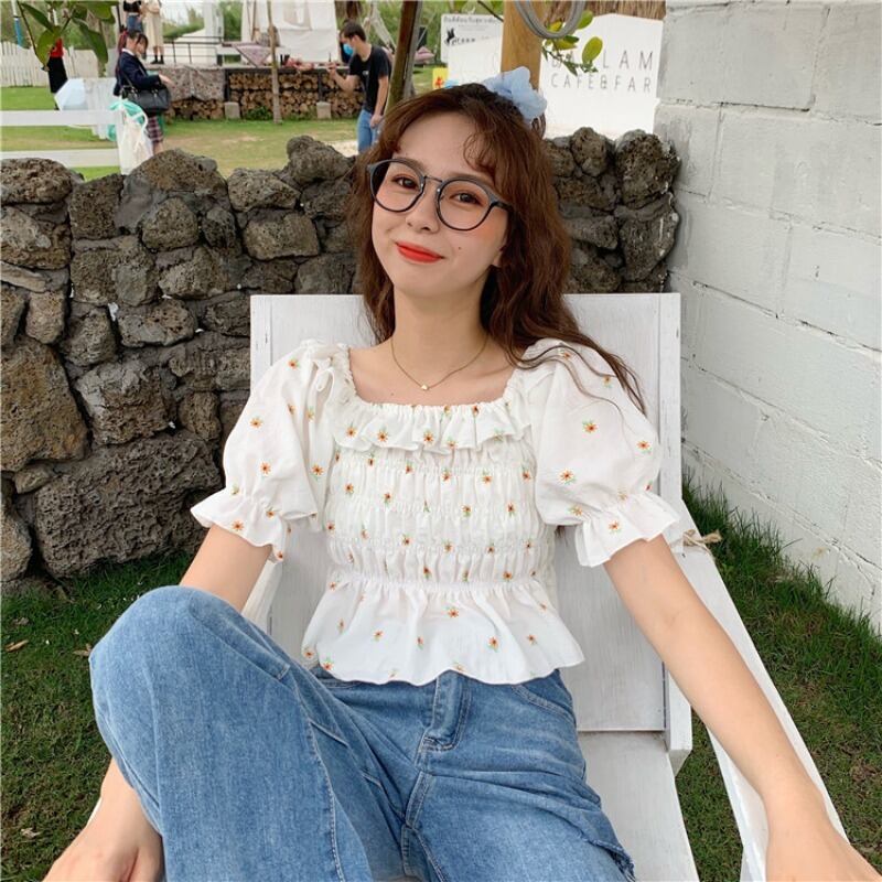 2020年夏の新しい女性スタイルの小さな新鮮な花柄のパフスリーブ半袖デザインのニッチシャツトップ 1号婦人41609007371