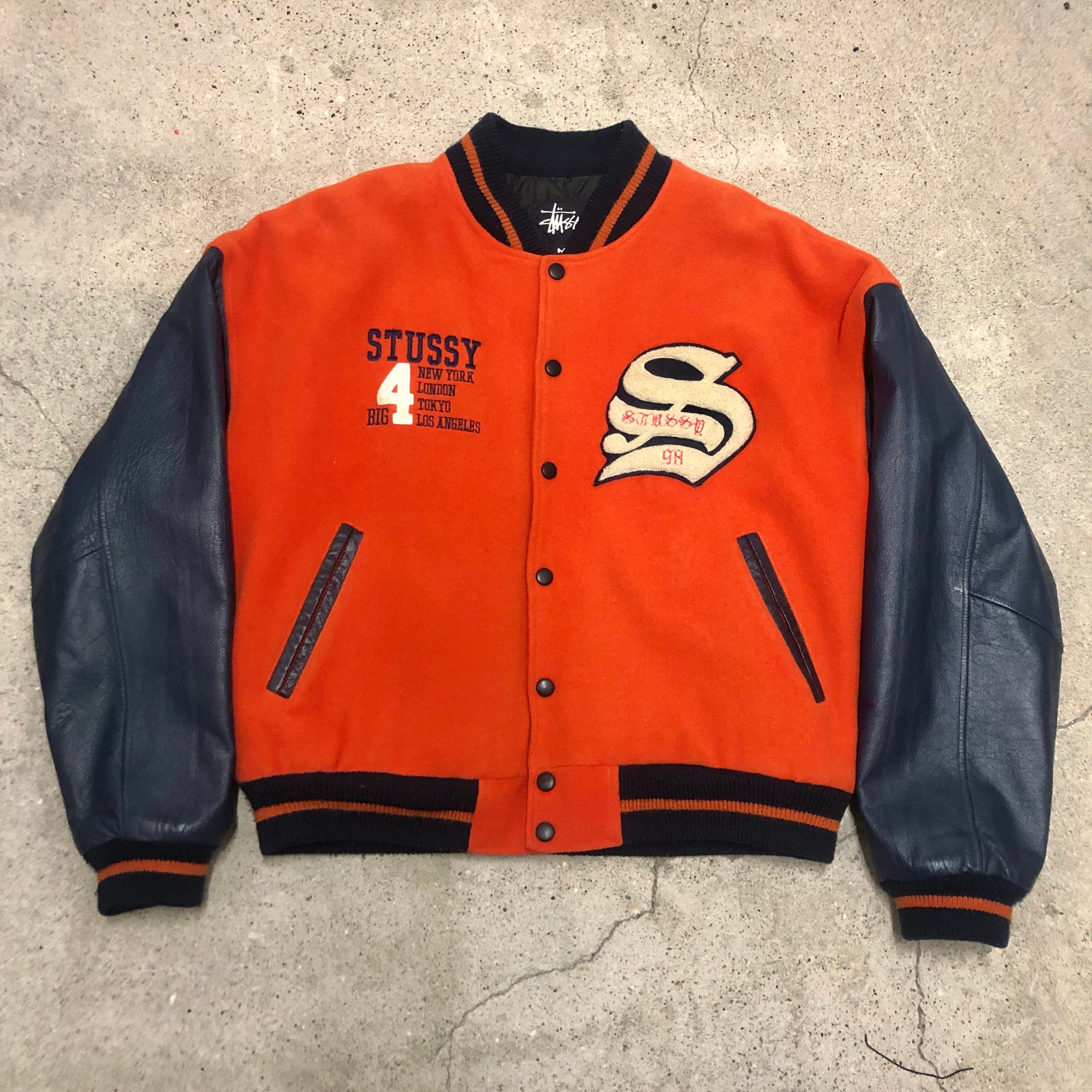 90s OLD STUSSY/BIG 4/Stadium Jacket/USA製/紺タグ/M/スタジャン/97