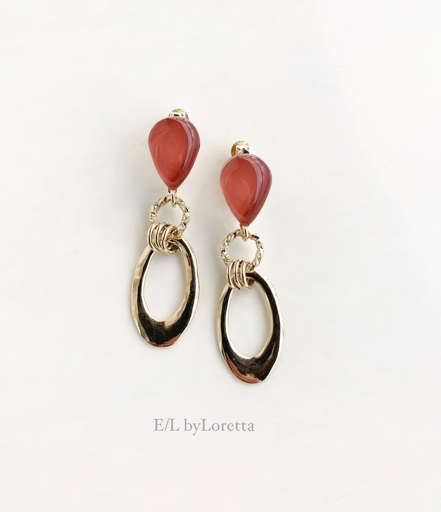 Color shizuku w hoop pierce/earring(Terracotta)