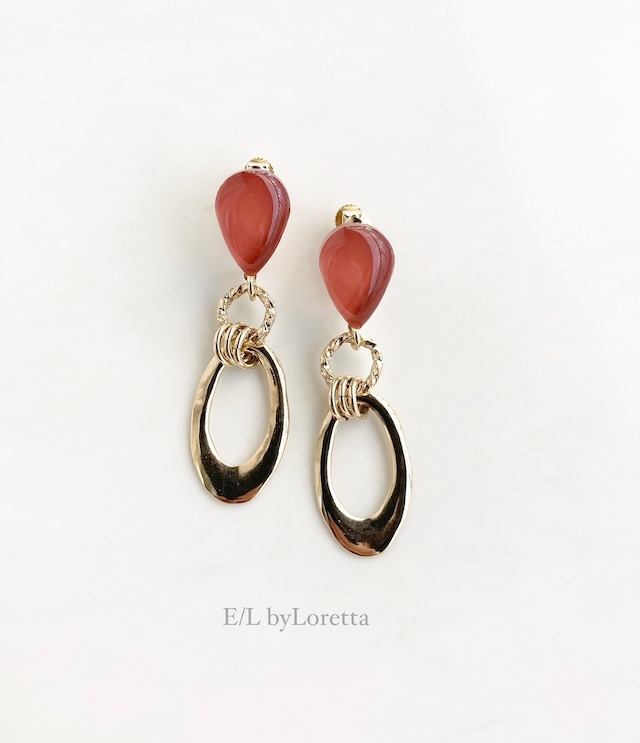 Color shizuku w hoop pierce/earring(Terracotta)