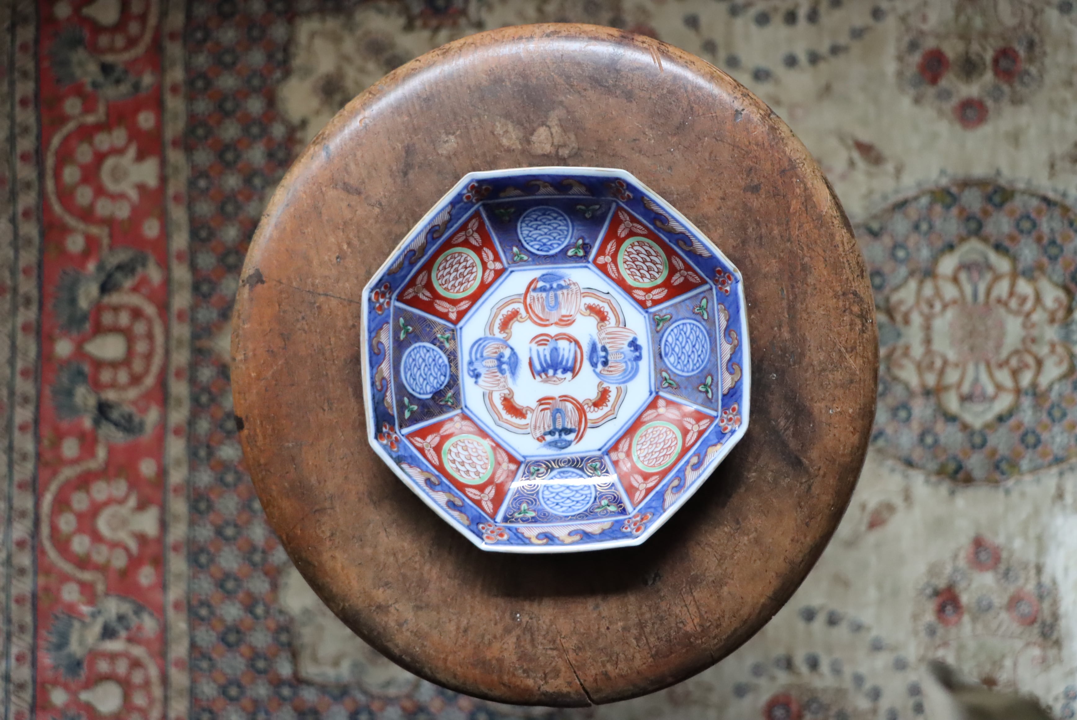 大聖寺伊万里 色絵 鳳凰文 八角形 平向付/Daisho-ji Imari octagonal