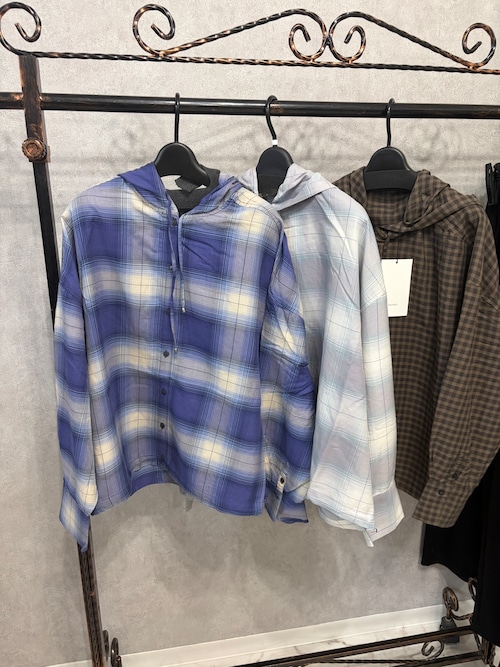 【HUNCH】チェックフーディシャツ　WLN5366