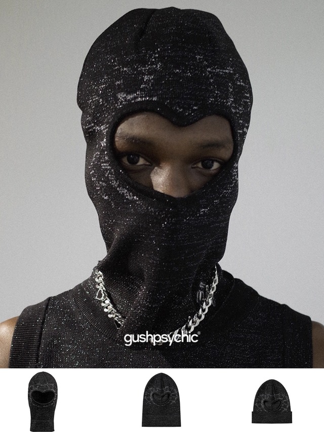 gushpsychic Heart Pattern Face Cover Balaclava Beanie