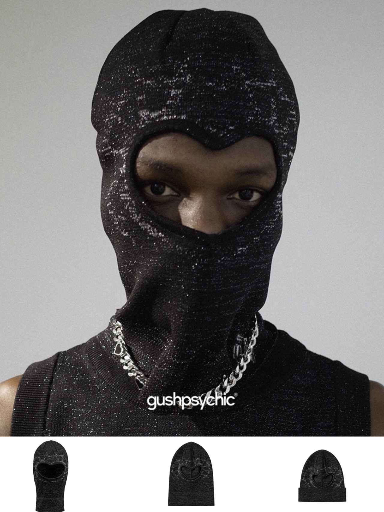 gushpsychic Heart Pattern Face Cover Balaclava Beanie