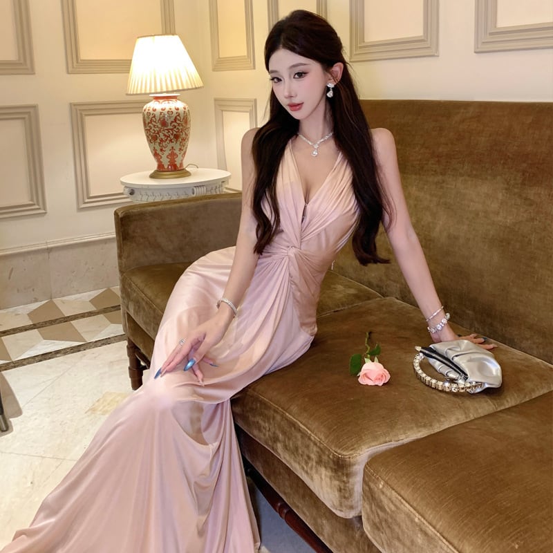 Lady's coco ロングドレス キャバドレス セクシー シャンパンピンク