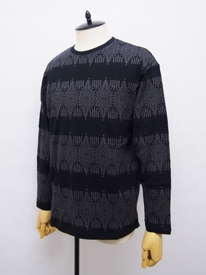 EGO TRIPPING (エゴトリッピング) ARABESQUE JACQUARD TEE long アラベスクジャガードTシャツロング / BLACK　663806-05