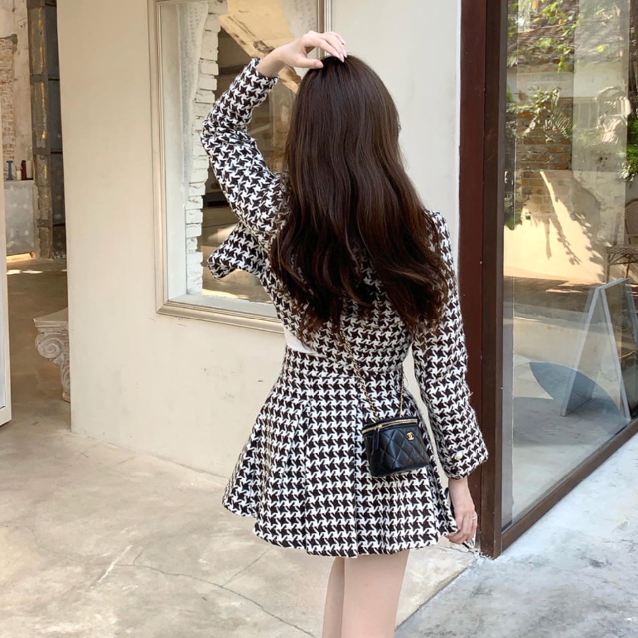 千鳥プリーツツーピースセット LK633