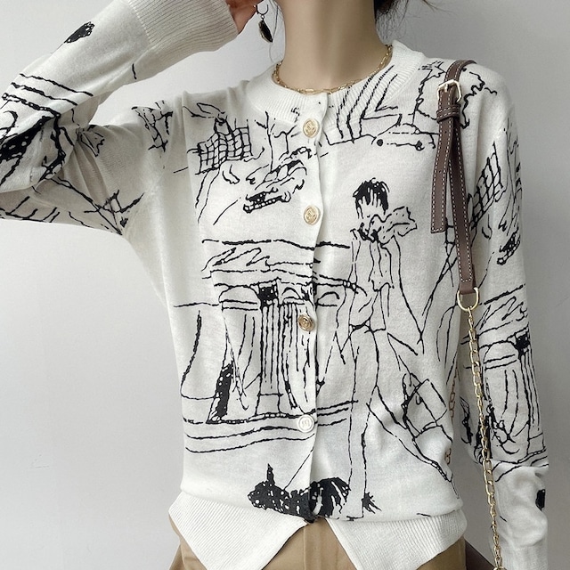 Paris drawing cardigan　M672