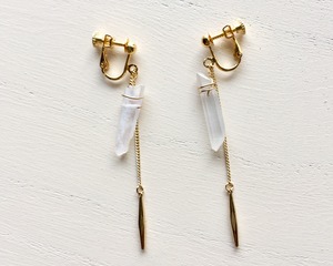 クリスタル水晶 ロングチャーム イヤリング