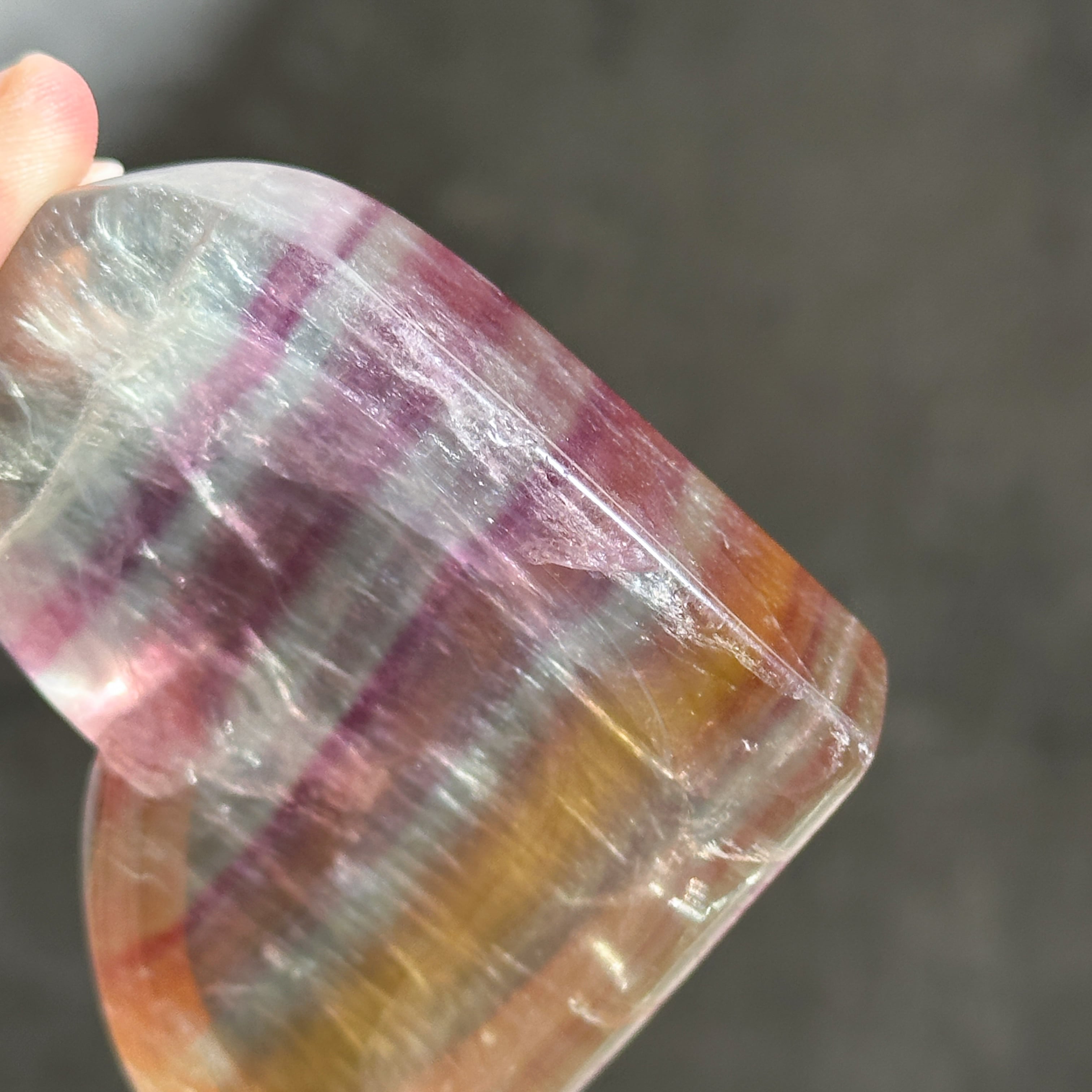 レインボーフローライトハート型のうつわ01◇ RainbowFluorite