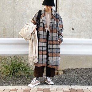 Woolly check chester coat