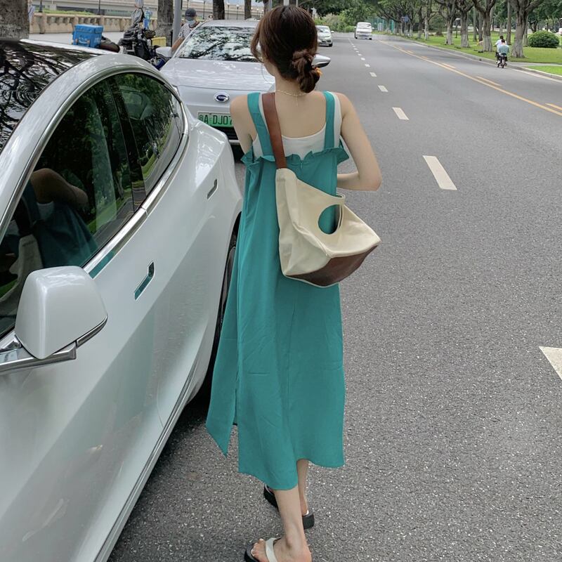 グリーンドレス サマーロングスカート 夏物 試着室76345974453