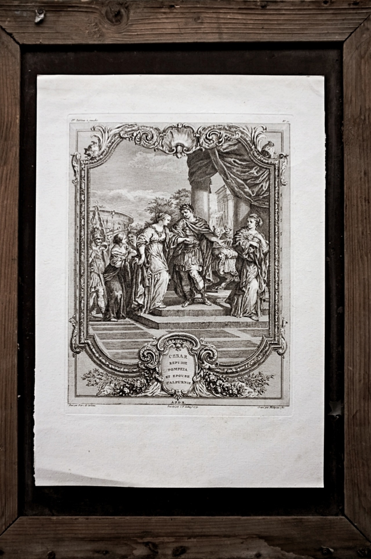 1780s フランス 33c 繊細な歴史的銅版画 図版 ユリウス・カエサル ルーブル美術館所蔵 アンティーク