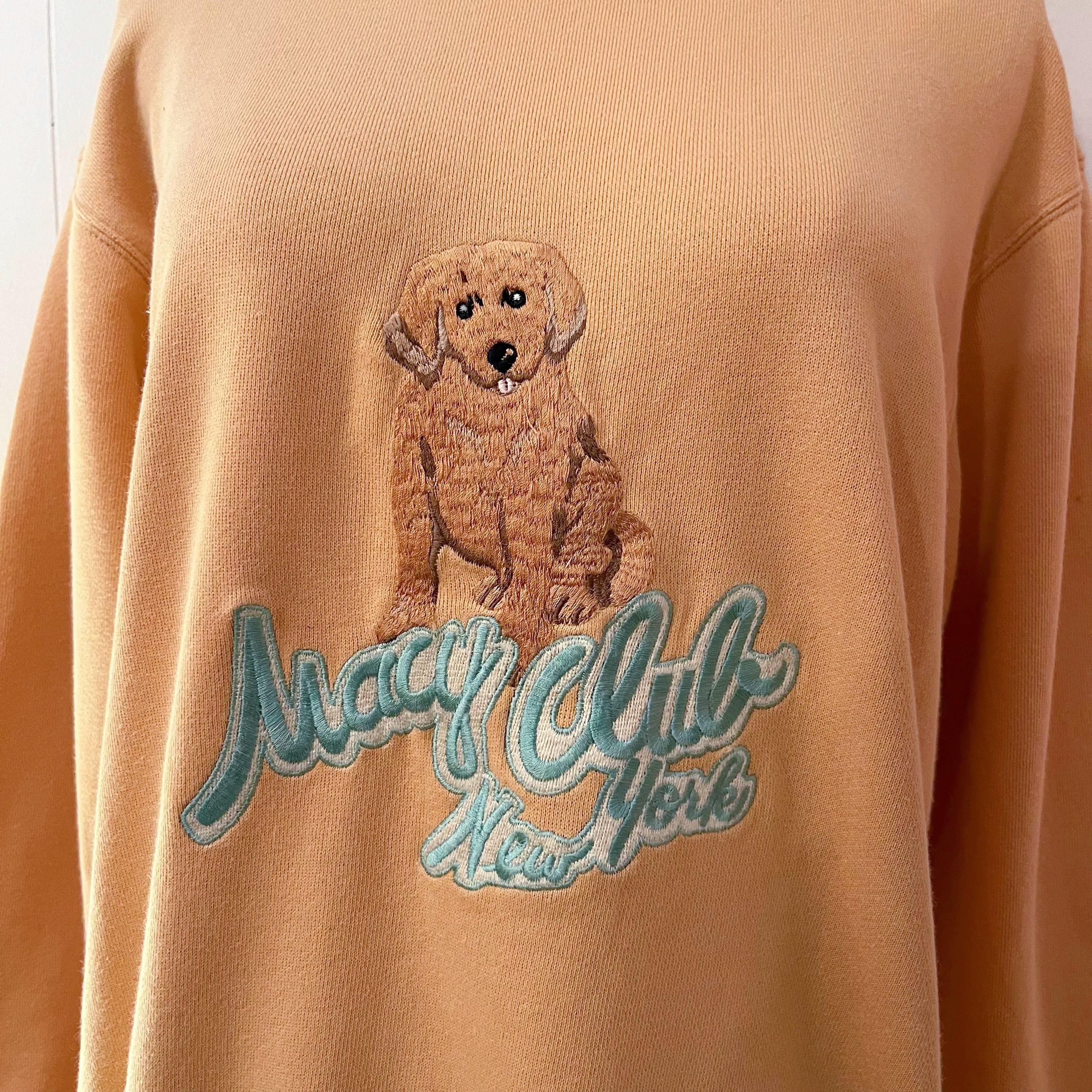 dog embroidery orange sweat