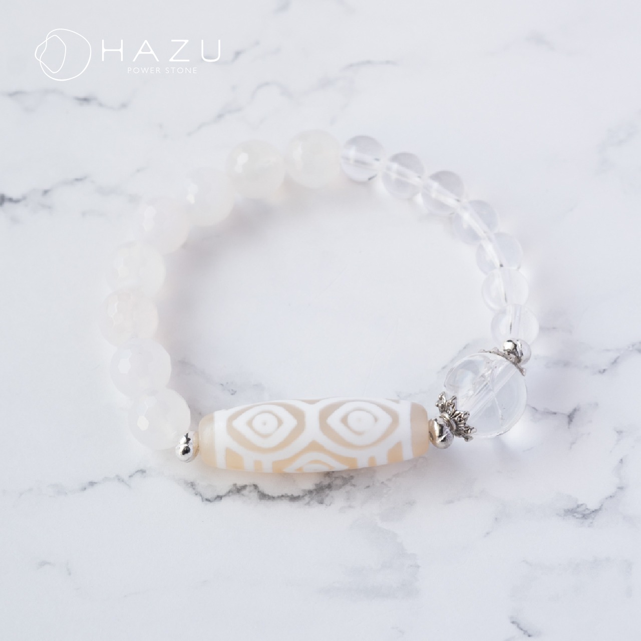 【再販】強運を呼ぶ龍眼の大天珠［龍眼天珠／ホワイトアゲート／アイリスクォーツ／水晶］