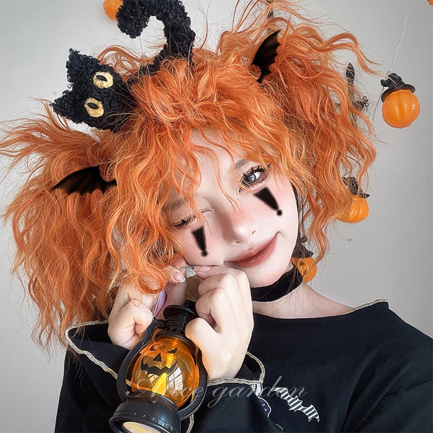 ハロウィン コスプレ Alice ヘアウィッグ 小悪魔 ロングカーリー
